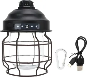 LED Camping Lantern Retro Style Portable Outdoor Rechargeable Lights Emergency for Camping American Beautiful Practical (Black)