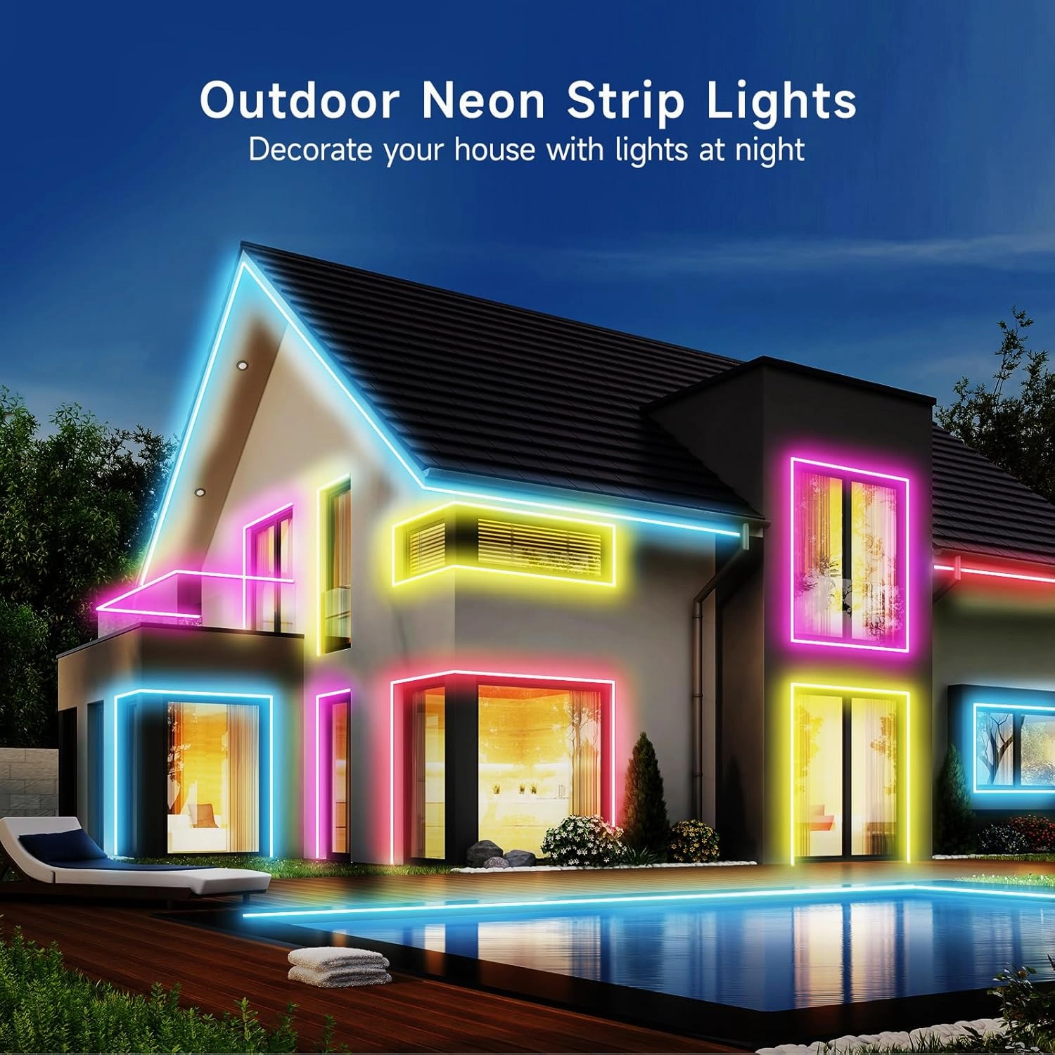 LED Neon Rope Lights, 19.68ft RGB LED Light Strip, 24V Music Sync App/Remote Control DIY Rope Light, IP67 Waterproof Gaming LED Neon Strip Lights for Bedroom Indoor Oudoor Décor
