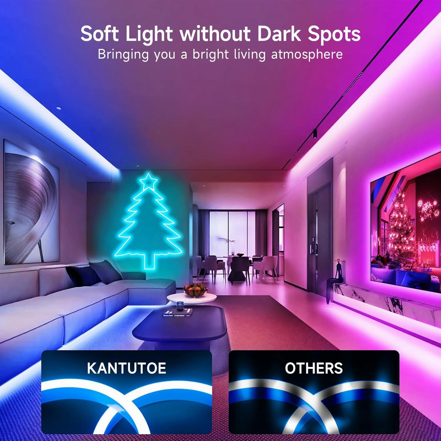 LED Neon Rope Lights, 19.68ft RGB LED Light Strip, 24V Music Sync App/Remote Control DIY Rope Light, IP67 Waterproof Gaming LED Neon Strip Lights for Bedroom Indoor Oudoor Décor