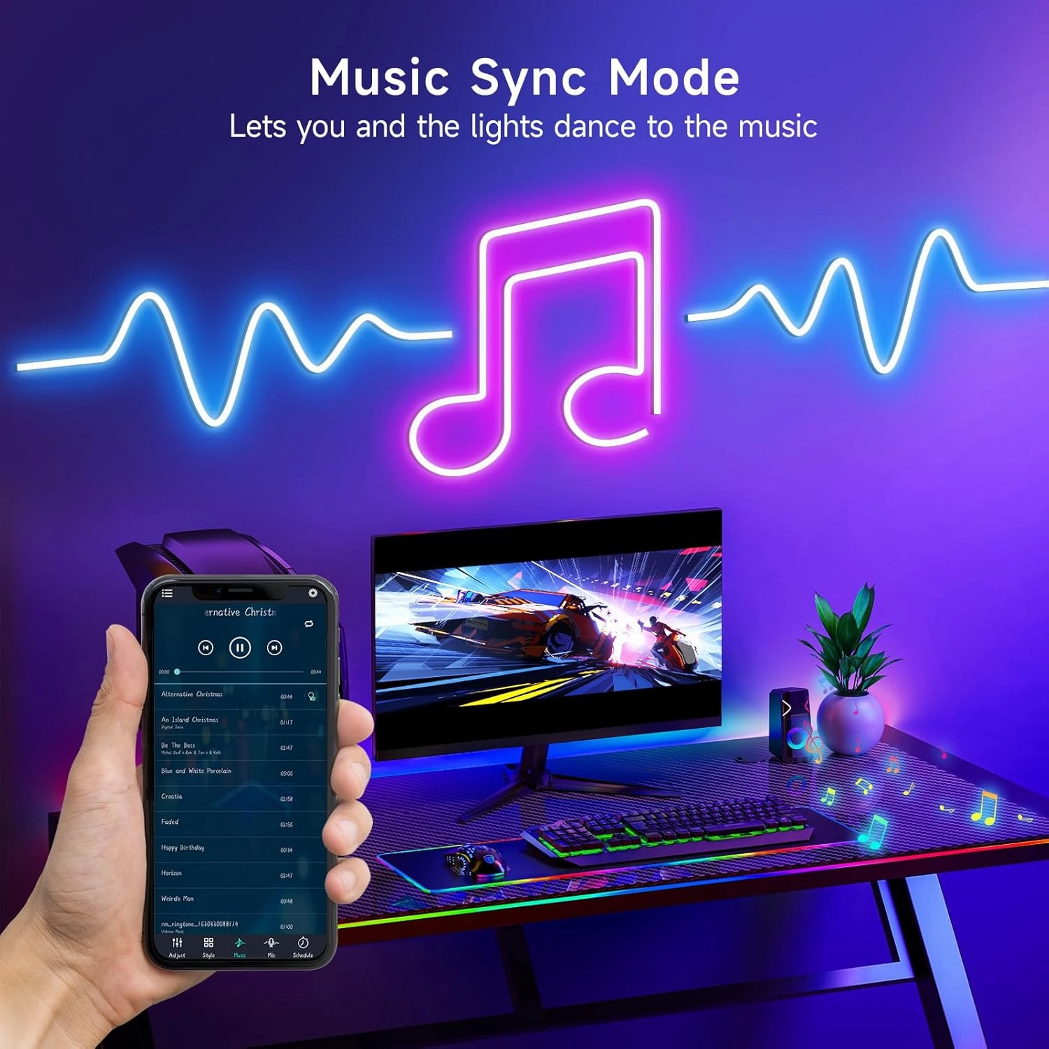 LED Neon Rope Lights, 19.68ft RGB LED Light Strip, 24V Music Sync App/Remote Control DIY Rope Light, IP67 Waterproof Gaming LED Neon Strip Lights for Bedroom Indoor Oudoor Décor