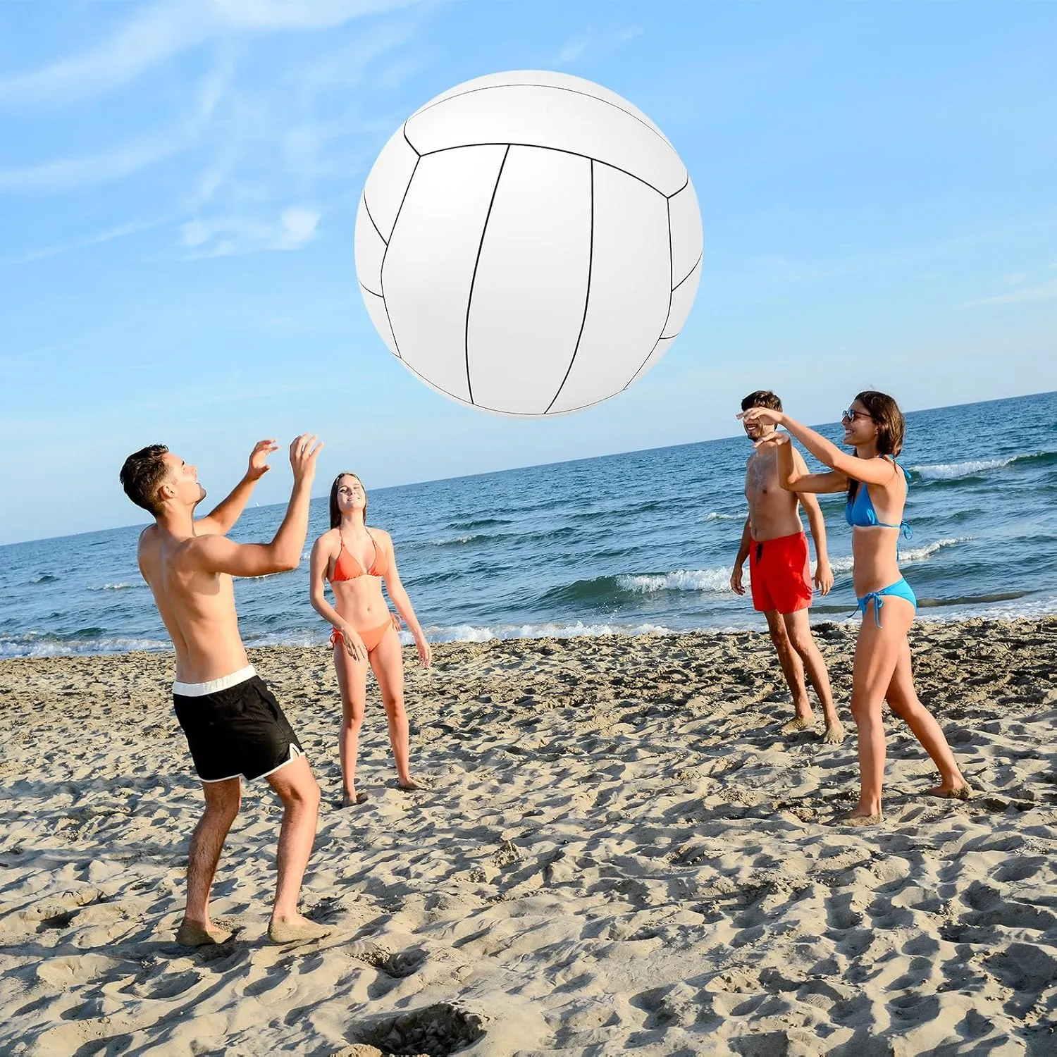 Lewtemi 2 Pcs 27 Inch/ 40 Inch Giant Inflatable Sports Balls Large Inflatable Beach Ball Inflatable Ball for Summer Pool Outdoor Activity Games Toys