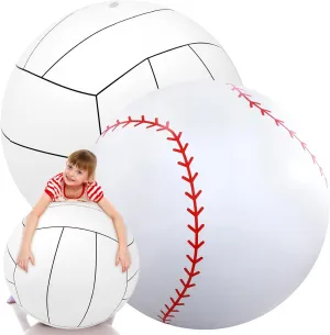 Lewtemi 2 Pcs 27 Inch/ 40 Inch Giant Inflatable Sports Balls Large Inflatable Beach Ball Inflatable Ball for Summer Pool Outdoor Activity Games Toys