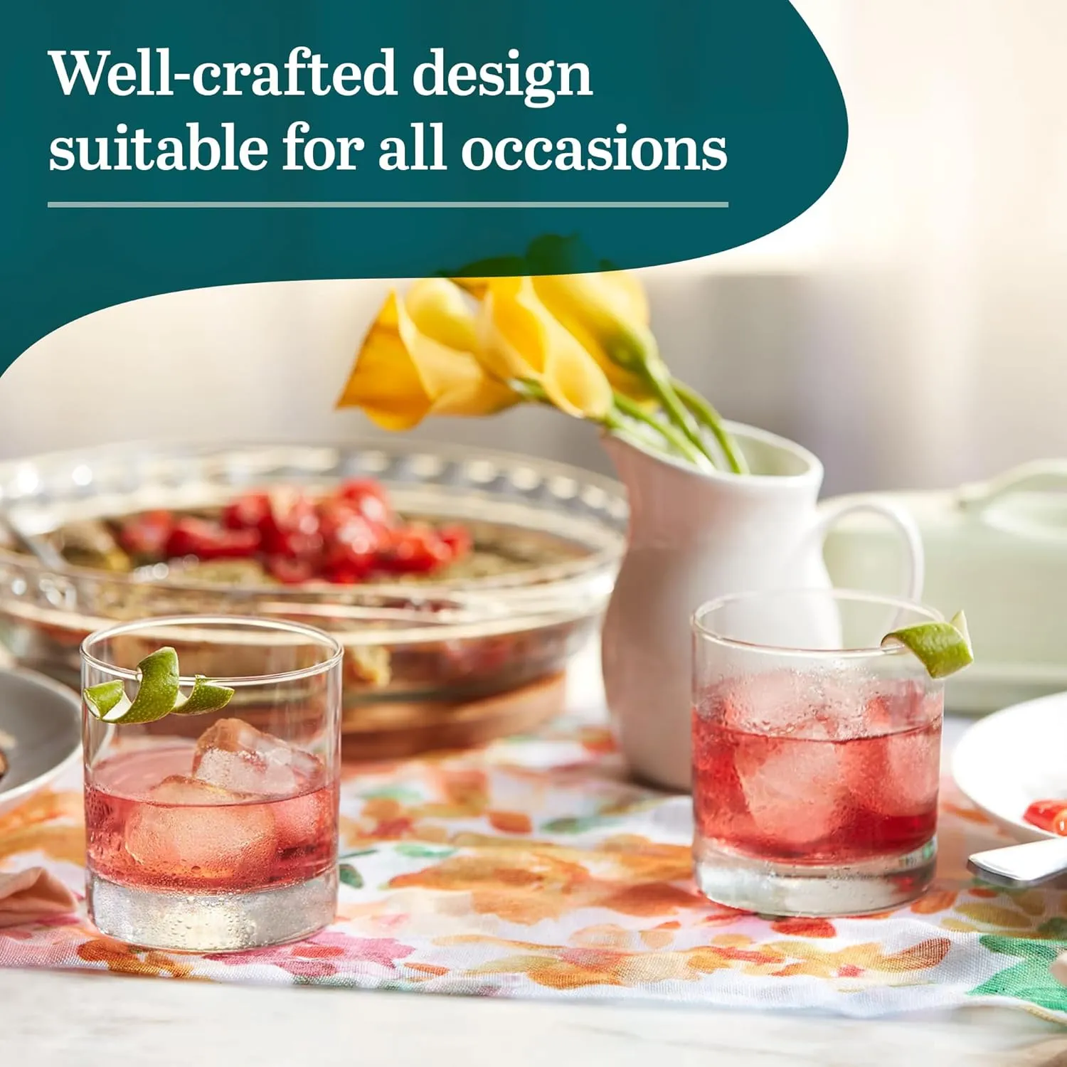 Libbey 917CD Heavy Base Rocks Glasses Set of 12, Rocks Whiskey Glasses Set with Simple Lines, Dishwasher Safe Cocktail Drinking Glasses, Ideal Rocks Glassware for Special Moments