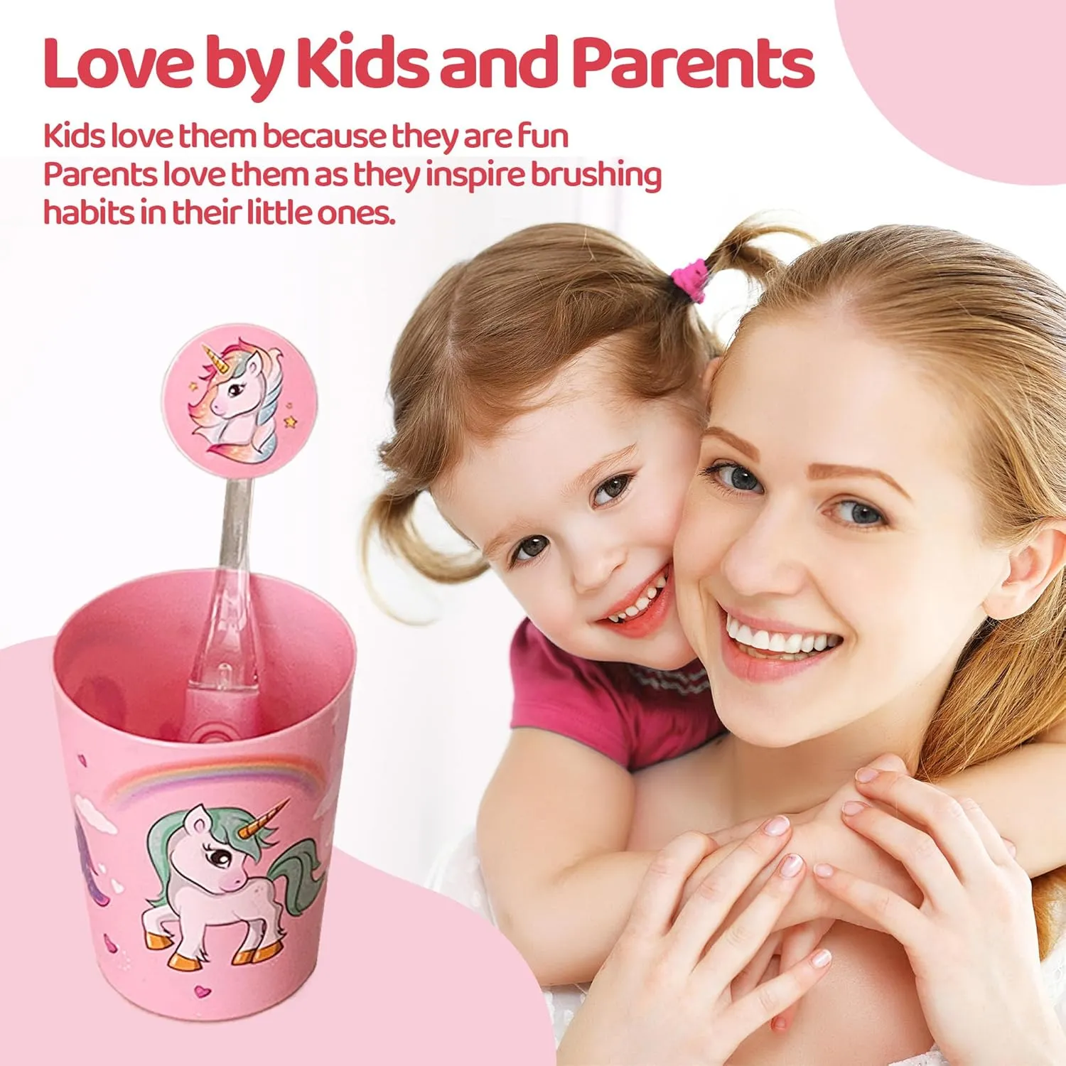 Lily's Home Kids Flashing Timer Toothbrush Kids with Soft Bristles, Rising Cup & Cover - Fun 2-Min Light-Up Brushing for Children - Toddler Soft Toothbrush Kit (Unicorn)