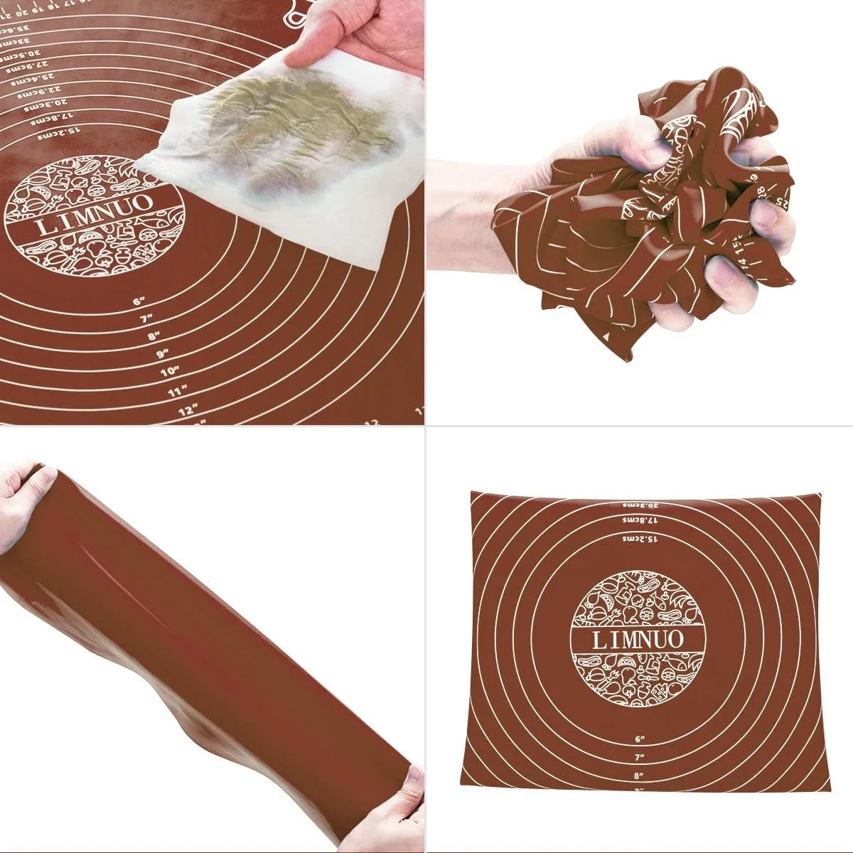LIMNUO Silicone Baking Mat, Extra Thick Large Non Stick Pastry Mat Sheet for Dough Pie Crust Rolling Mats, Non-Stick and Anti-Slip, Dishwasher Safe