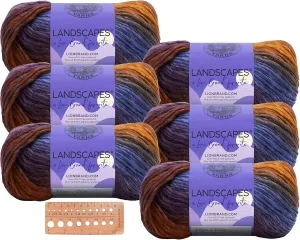 Lion Brand Yarn - Landscapes - 6 Pack with Needle Gauge (Mountain Range)