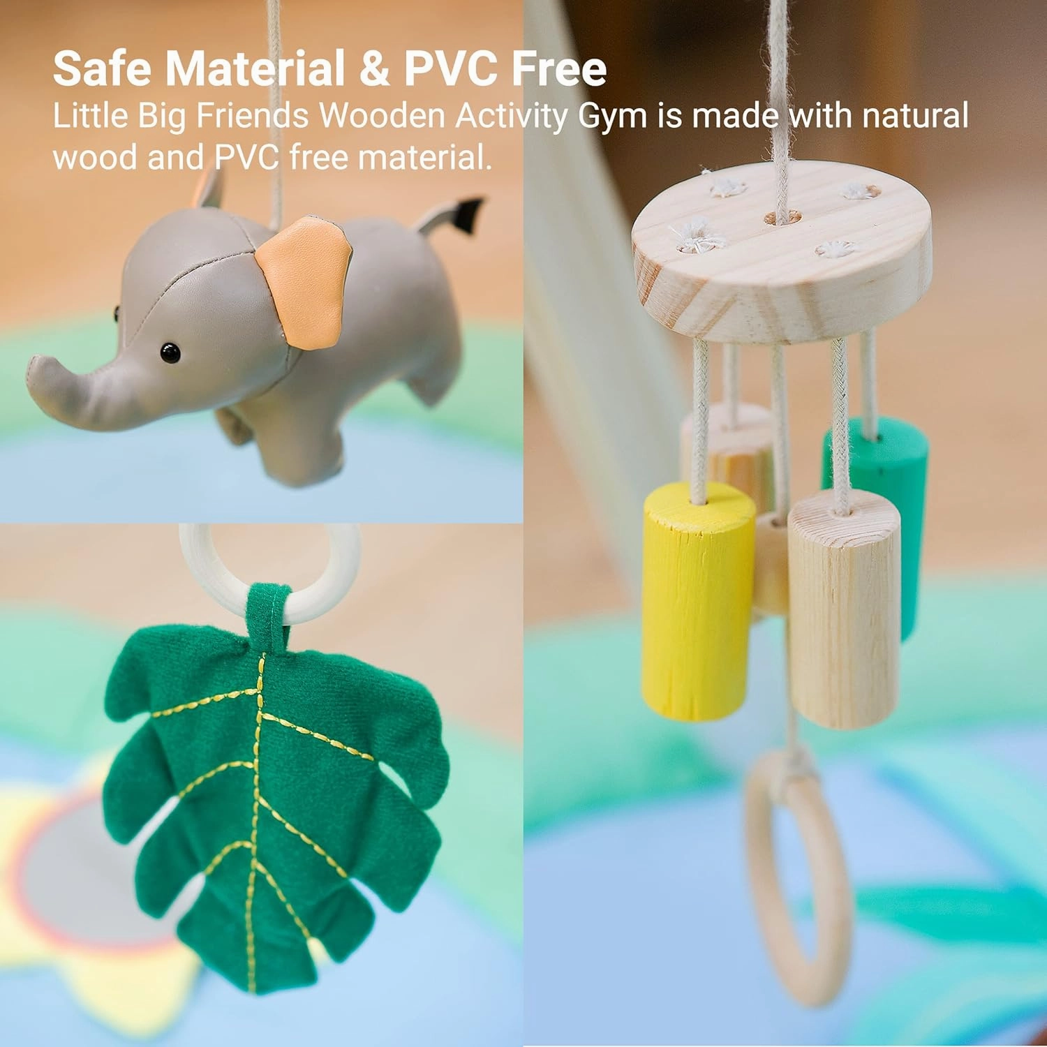 Little Big Friends Wooden Activity Gym | Montessori Toy Encourages Early Motor Skills | Jungle