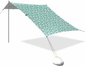 Little Birds Light Blue Beach Cabana UPF50  Protection Water-Resistant Large Sun Shade with Sandbags, Sand Shovel, Poles for Camping, Fishing, Backyard Fun