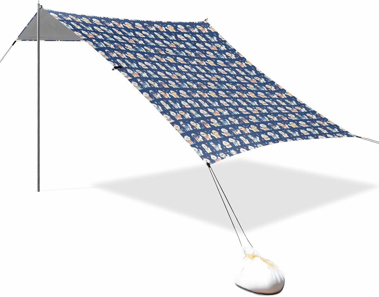 Little Dogs Deep Blue Beach Cabana Tent UPF50  Easy Setup Large Sun Shelter with Sandbags, Sand Shovel, Poles for Camping, Picnics, Backyard & Fishing