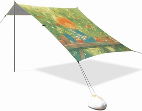 Little Monk Lime Green Foldable Beach Canopy UPF50  Water-Resistant Sun Shade with Sand Pockets for Camping, Fishing, Backyard Fun