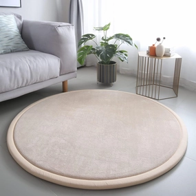Loartee Thick Kids Round Rug - Coral Velvet Area Rugs, Memory Foam Circular Carpet for Nursery Playroom Home Decor Dormitory, Diameter 47 inch, Brown
