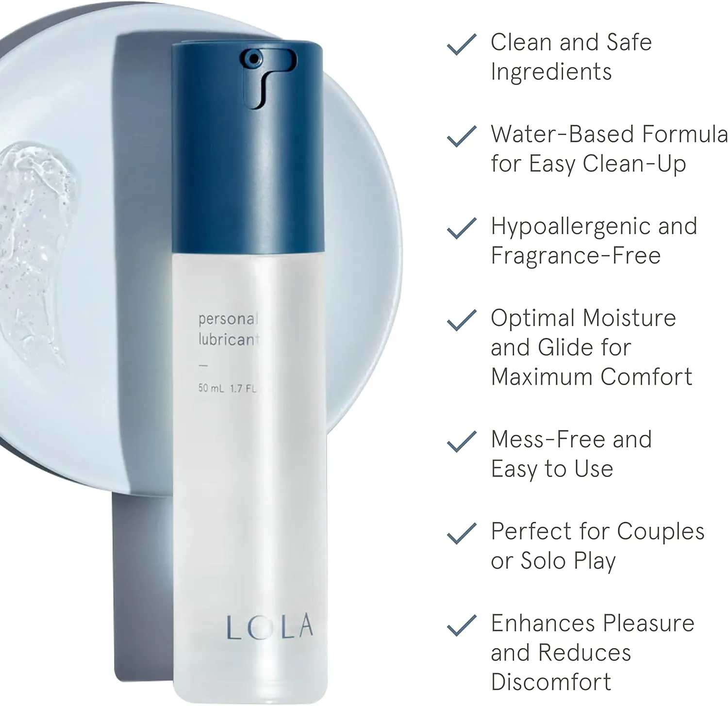 LOLA Personal Lubricant - Water-Based Lube for Couples, Unscented Lubricant & Sex Lubricant, Natural, Anal Safe for Women & Men, Water Based Lubrification
