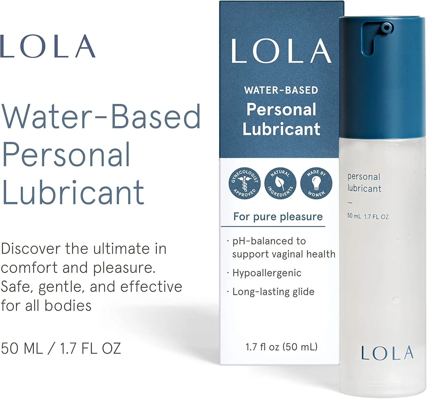 LOLA Personal Lubricant - Water-Based Lube for Couples, Unscented Lubricant & Sex Lubricant, Natural, Anal Safe for Women & Men, Water Based Lubrification