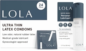 LOLA Water-Based Lube & Ultra Thin Latex Condoms Bundle - Natural Lubricant and Natural Rubber Latex