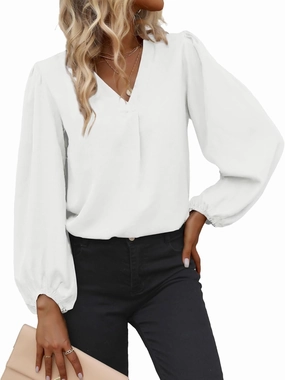 Long Sleeve Blouses for Women, Leopard Print Chiffon Tops V Neck Loose Business Shirts Casual Work Tunic
