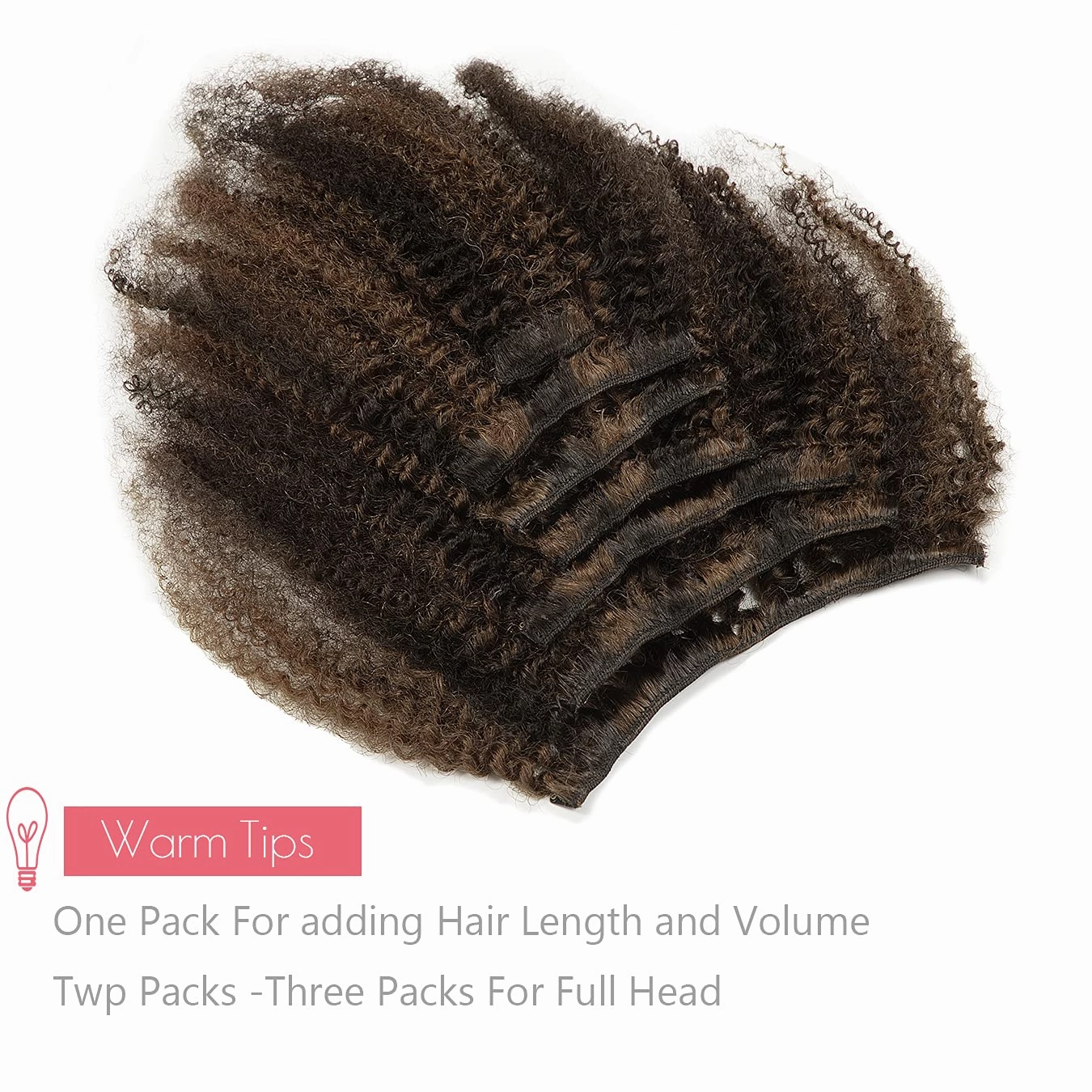 Loxxy Afro Kinky Curly Clip Ins Real Remy Human Hair Extensions For Black Women 3C 4A Piano Natural Black Mixed With Chocolate Brown Brazilian Hair Double Weft Natural Hair Clip ins 120Gram 12Inch