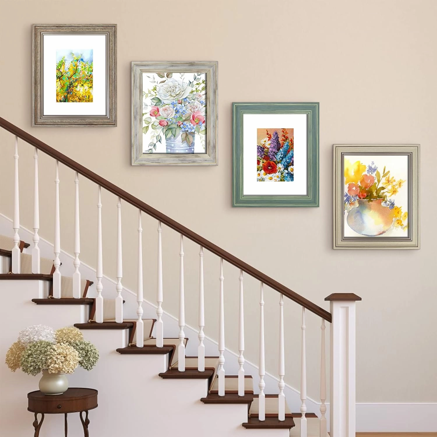 LUCKYLIFE 8x10 Picture Frame Set of 4, Rustic Farmhouse Picture Frames for Table or Wall Hanging