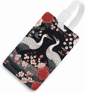 Luggage Tags Privacy Protection Bag Tags Travel Essentials Flying Birds Crane Heron Luggage Tags for Suitcases International Travel