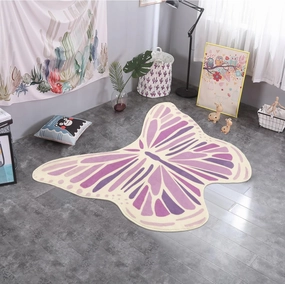 Lukinbox Butterfly Kids Rug for Girls Bedroom, Ultra Soft Play Mat for Playroom, 3' x 4' Purplle Non Slip Nursery Area Rug