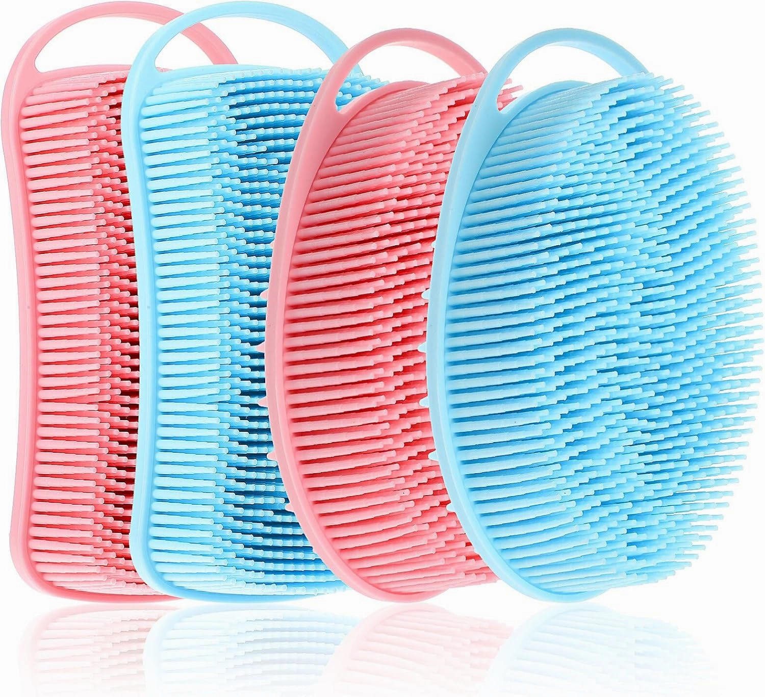 Lurrose 4Pcs Silicone Body Scrubber Exfoliating Silicone Body Brush 2 in 1 Shower and Scalp Massager Brush for Clean Skin