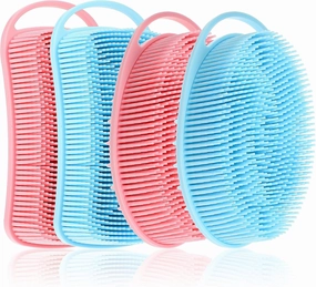 Lurrose 4Pcs Silicone Body Scrubber Exfoliating Silicone Body Brush 2 in 1 Shower and Scalp Massager Brush for Clean Skin