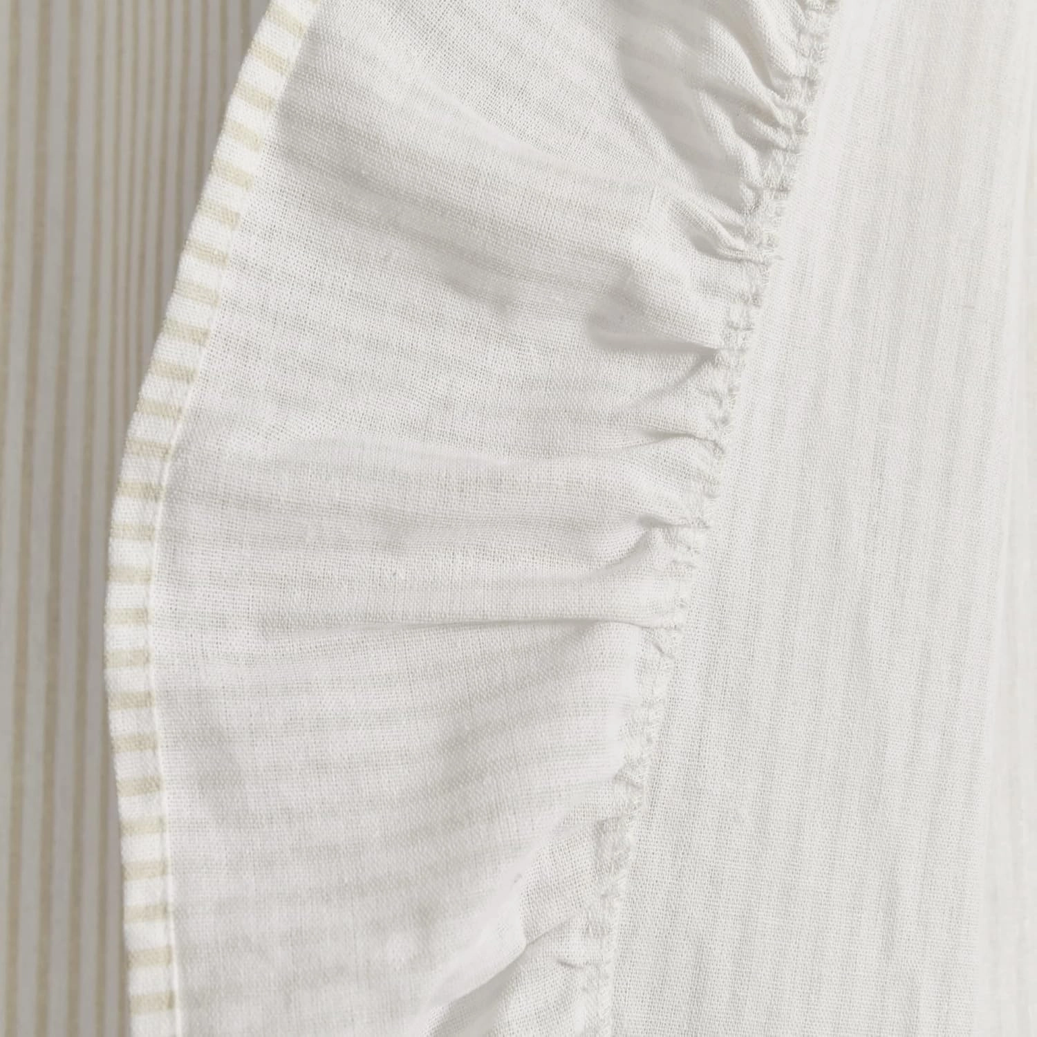 Lush Decor Farmhouse Reyna Ruffle Window Curtain Panel Pair, 52" W x 84" L, Neutral