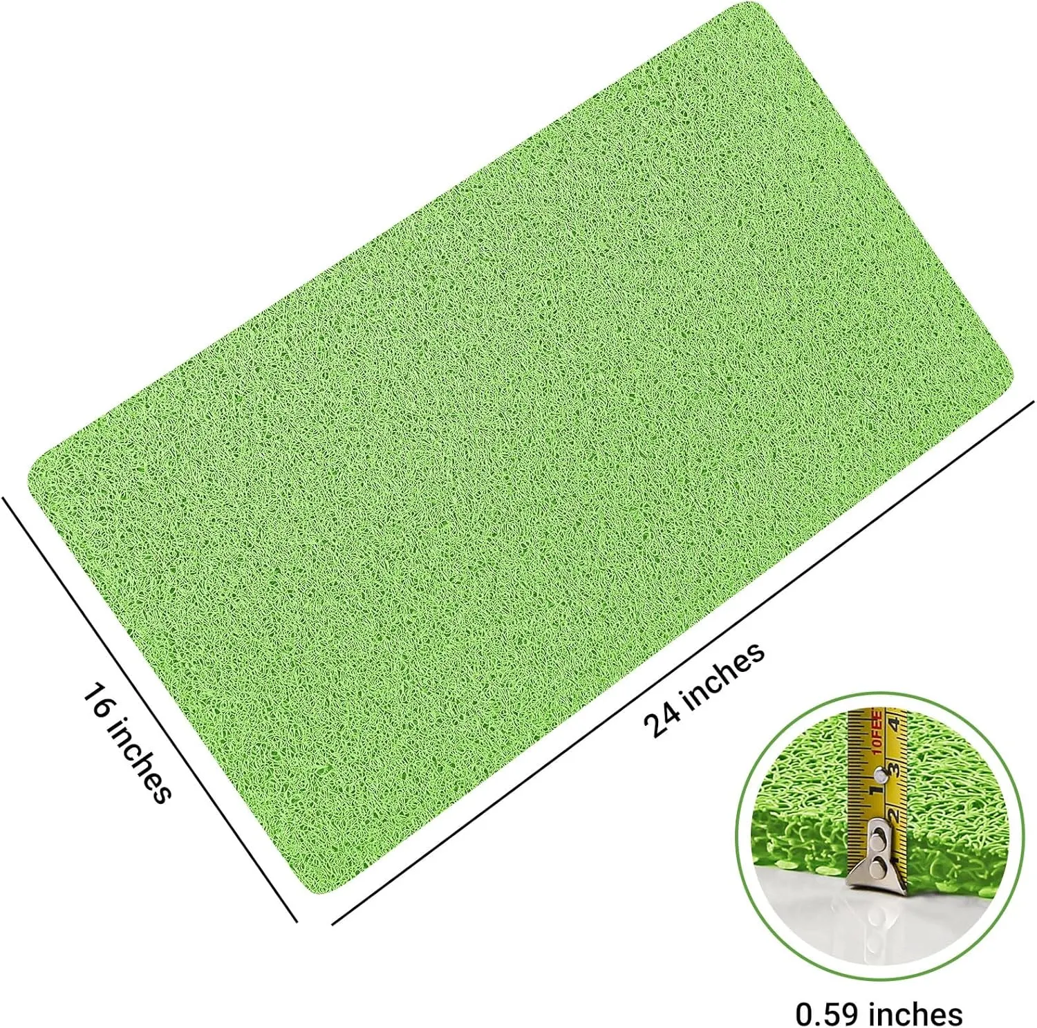 LuxStep Shower Mat Bathtub Mat,24x16 inch, Non-Slip Bath Mat with Drain, Quick Drying PVC Loofah Bathmat for Tub,Shower,Bathroom (Grass Green)