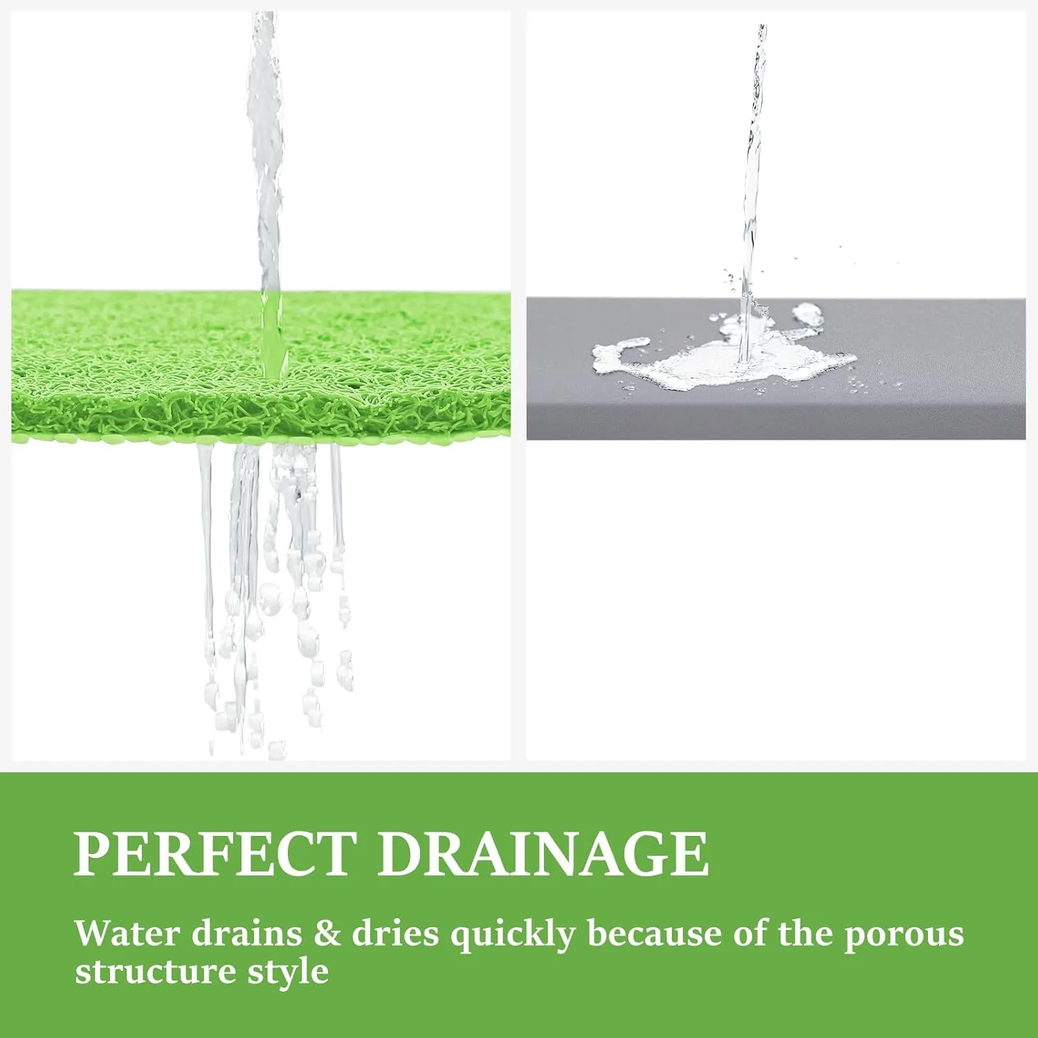 LuxStep Shower Mat Bathtub Mat,24x16 inch, Non-Slip Bath Mat with Drain, Quick Drying PVC Loofah Bathmat for Tub,Shower,Bathroom (Grass Green)