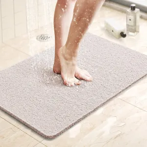 LuxStep Shower Mat Bathtub Mat,24x16 inch, Non-Slip Bath Mat with Drain, Quick Drying PVC Loofah Bathmat for Tub,Shower,Bathroom (Phthalate Free,White)