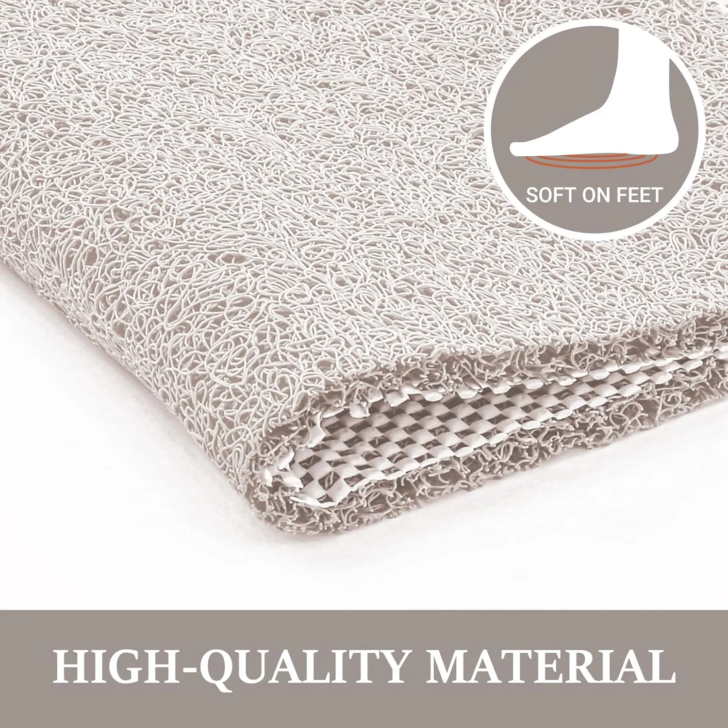 LuxStep Shower Mat Bathtub Mat,24x16 inch, Non-Slip Bath Mat with Drain, Quick Drying PVC Loofah Bathmat for Tub,Shower,Bathroom (Phthalate Free,White)