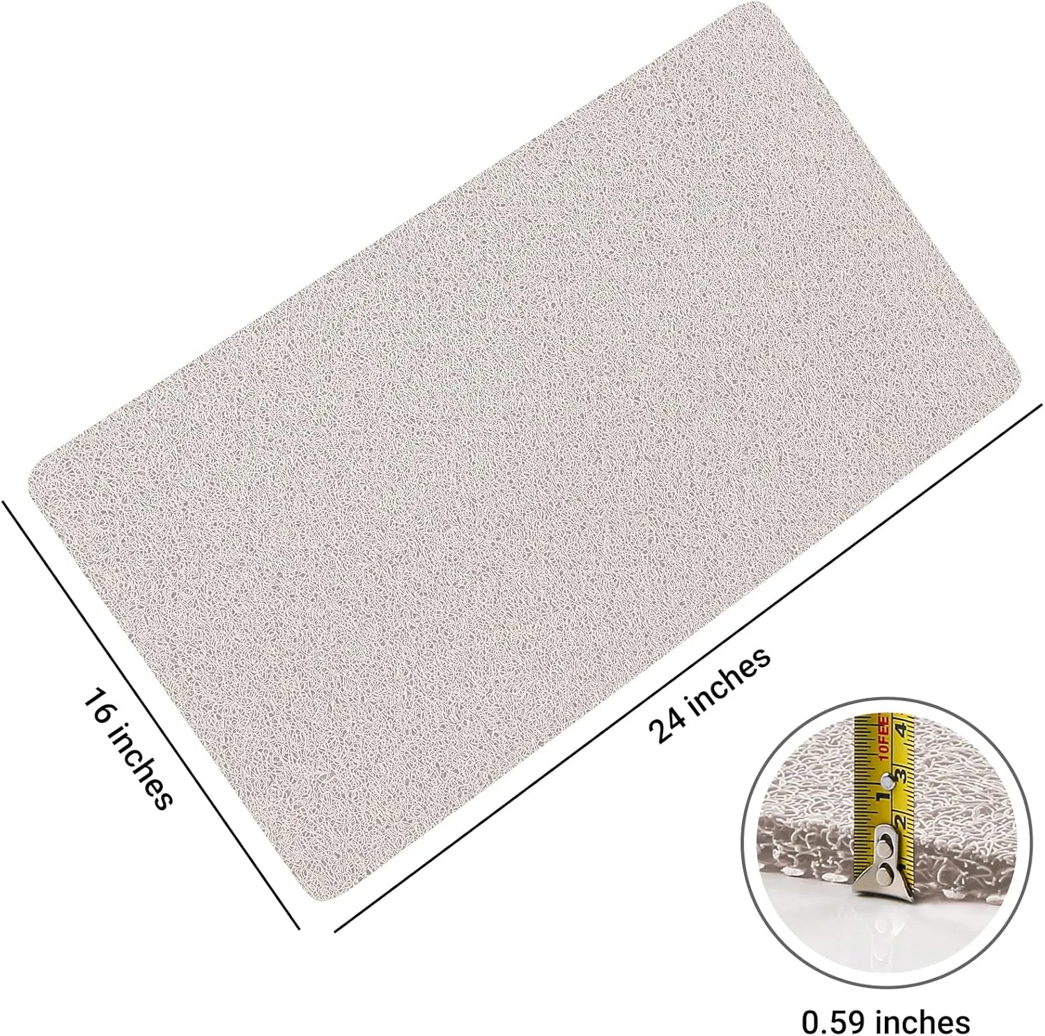 LuxStep Shower Mat Bathtub Mat,24x16 inch, Non-Slip Bath Mat with Drain, Quick Drying PVC Loofah Bathmat for Tub,Shower,Bathroom (Phthalate Free,White)