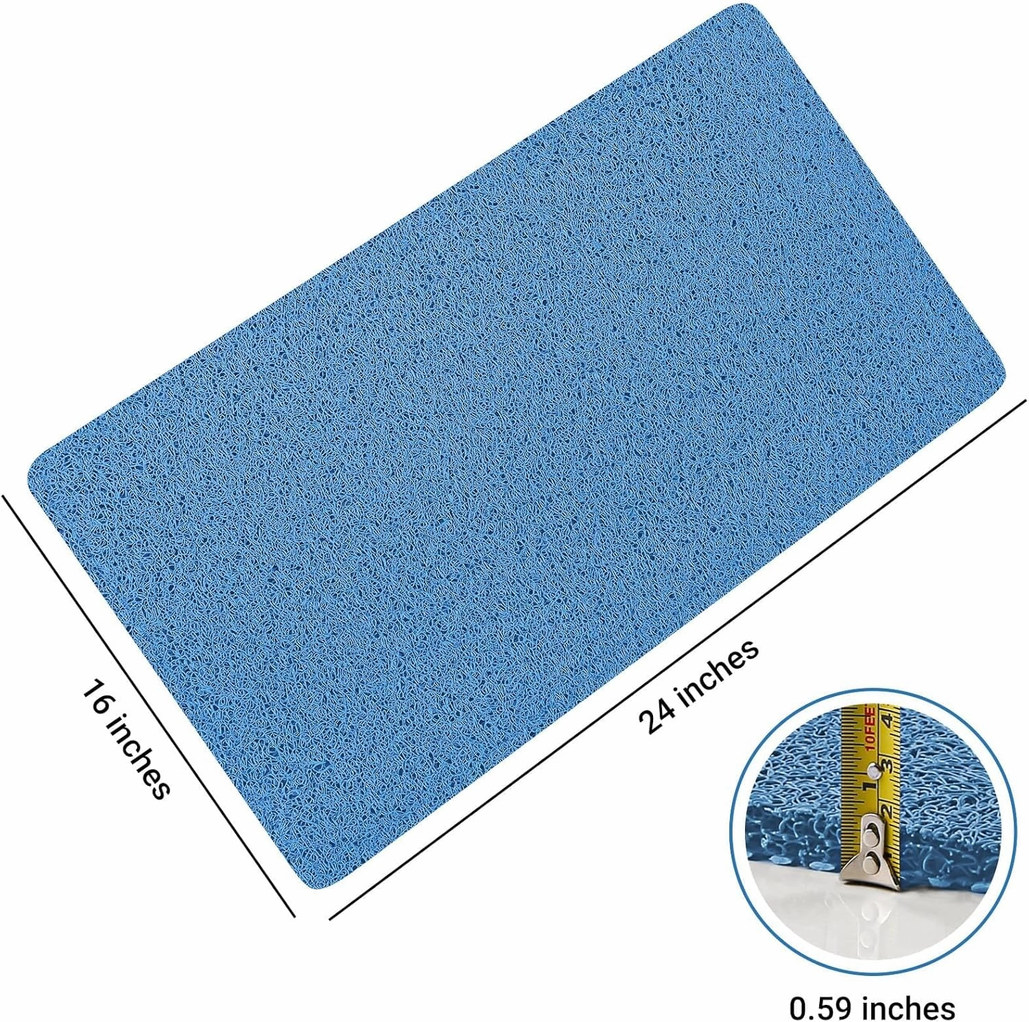 LuxStep Shower Mat Bathtub Mat,24x16 inch, Non-Slip Bath Mat with Drain, Quick Drying PVC Loofah Bathmat for Tub,Shower,Bathroom (Lake Blue)