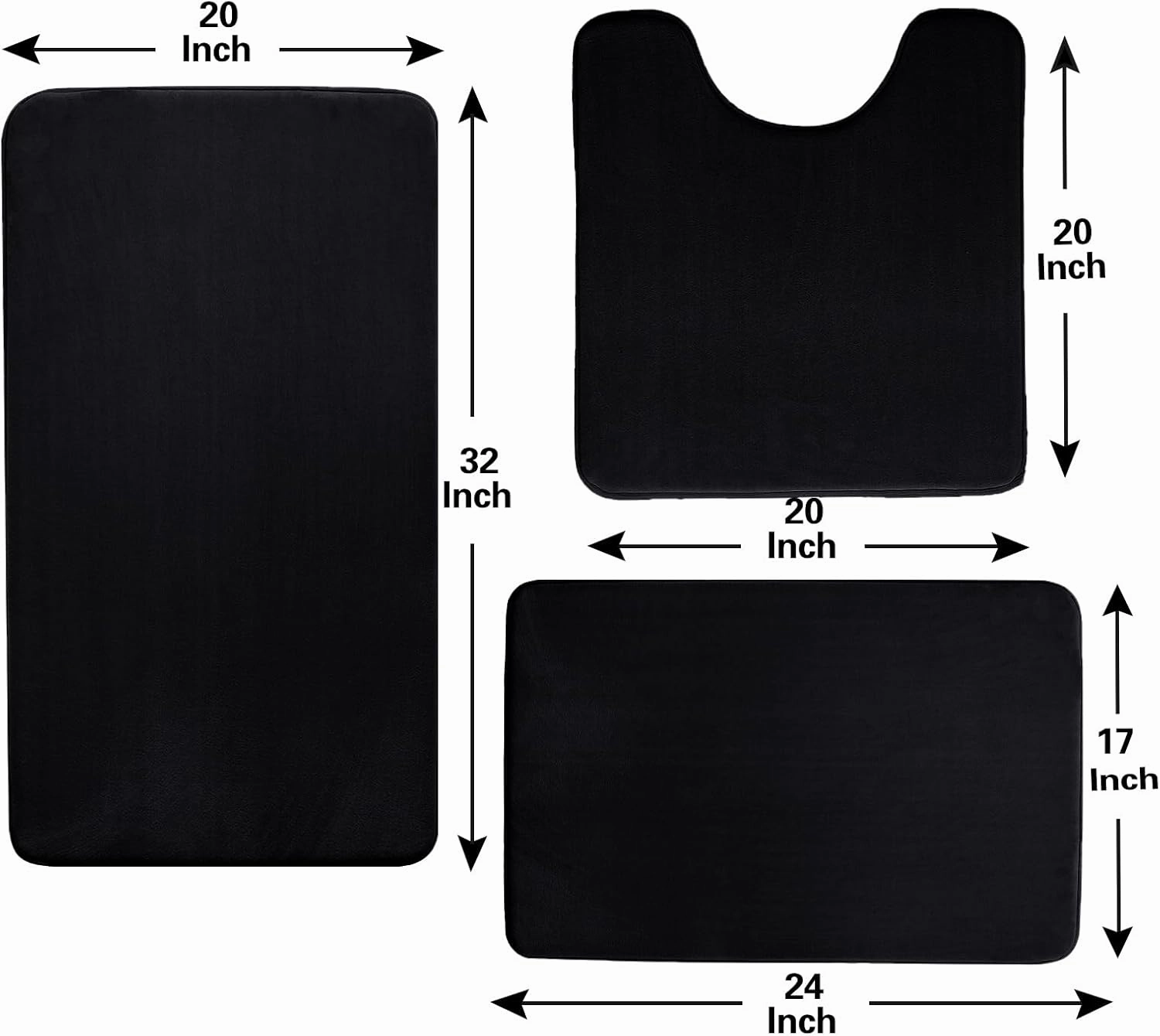 Madeals Memory Foam Bathroom Rugs Set 4 Piece with Toilet Lid Cover and Rug Set Combo, Bath Mat Sets 3 Piece and U-Shaped Toilet Floor Rug Back