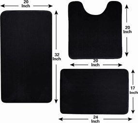 Madeals Memory Foam Bathroom Rugs Set 4 Piece with Toilet Lid Cover and Rug Set Combo, Bath Mat Sets 3 Piece and U-Shaped Toilet Floor Rug Back