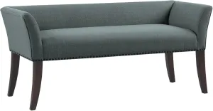 Madison Park Welburn Bedroom Solid Wood Polyester Fabric Seating Modern Style, 49.5"W x 19.25"D x 23"H, Slate Blue