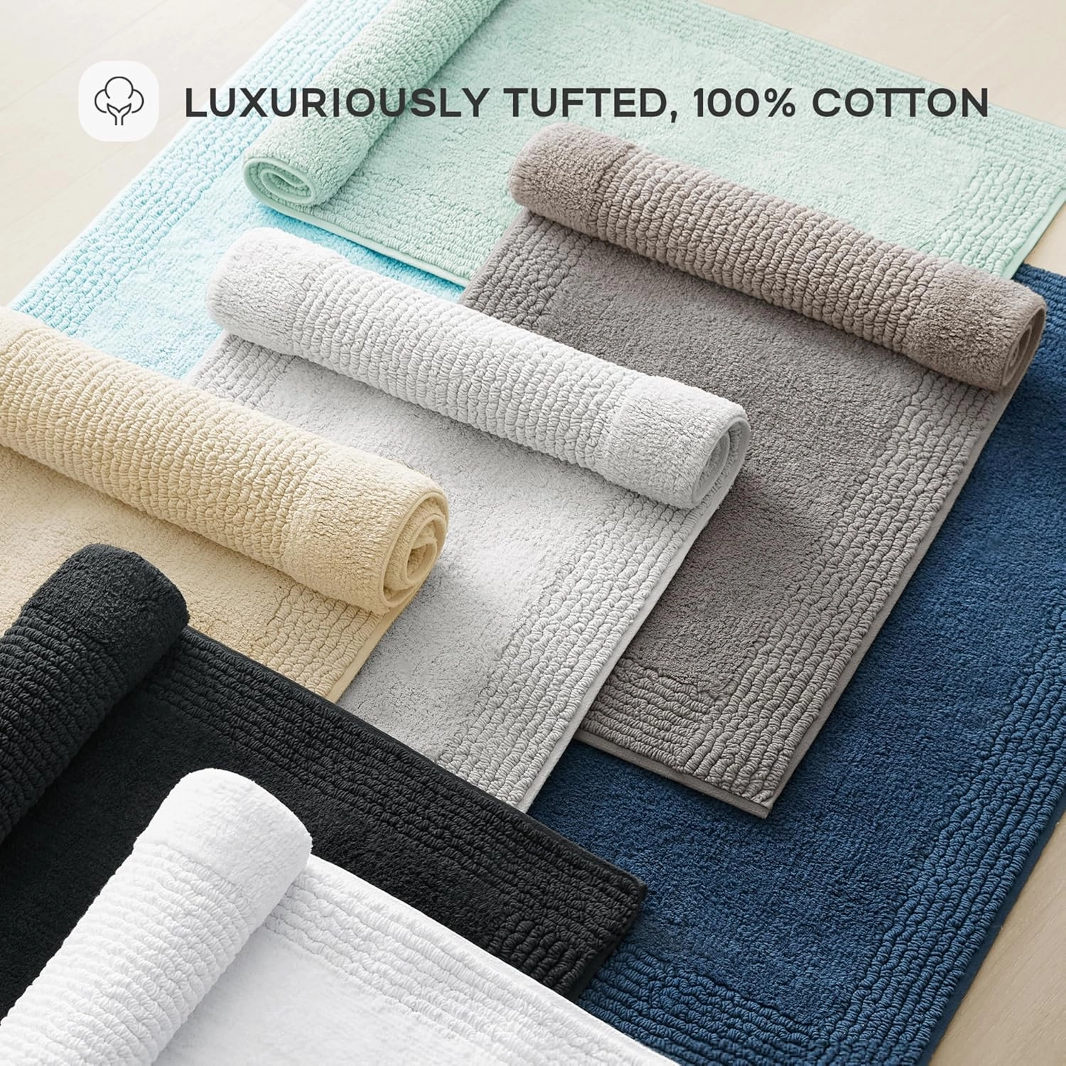 Madison Park Splendor Reversible 100% Cotton Tufted Bathroom Rug-3000 GSM Hotel Quality Luxurious Plush Medium Pile Bath Mat Absorbent, Quick Dry, Shower Room Décor, 17"x24" Green