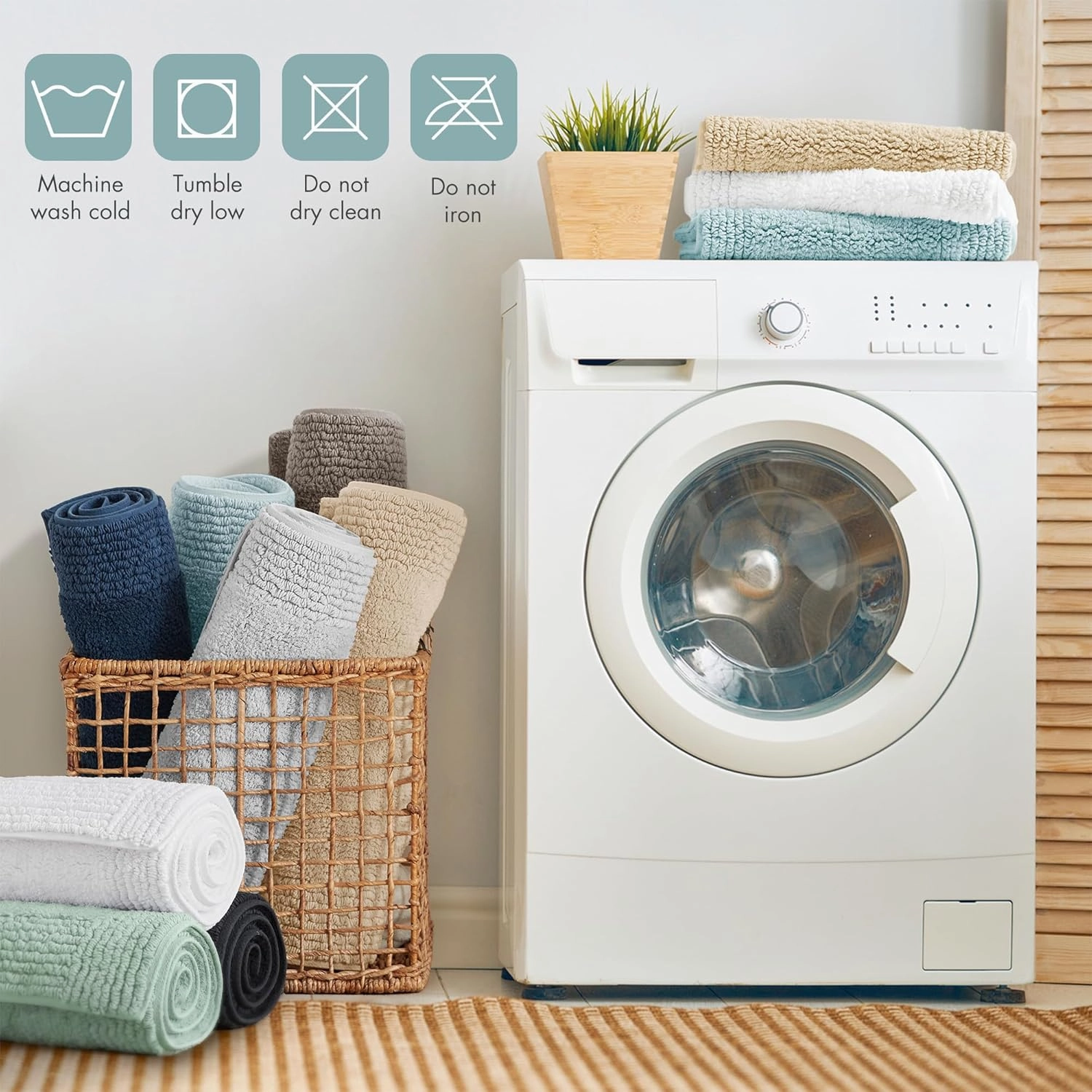 Madison Park Splendor Reversible 100% Cotton Tufted Bathroom Rug-3000 GSM Hotel Quality Luxurious Plush Medium Pile Bath Mat Absorbent, Quick Dry, Shower Room Décor, 21x34, Blue