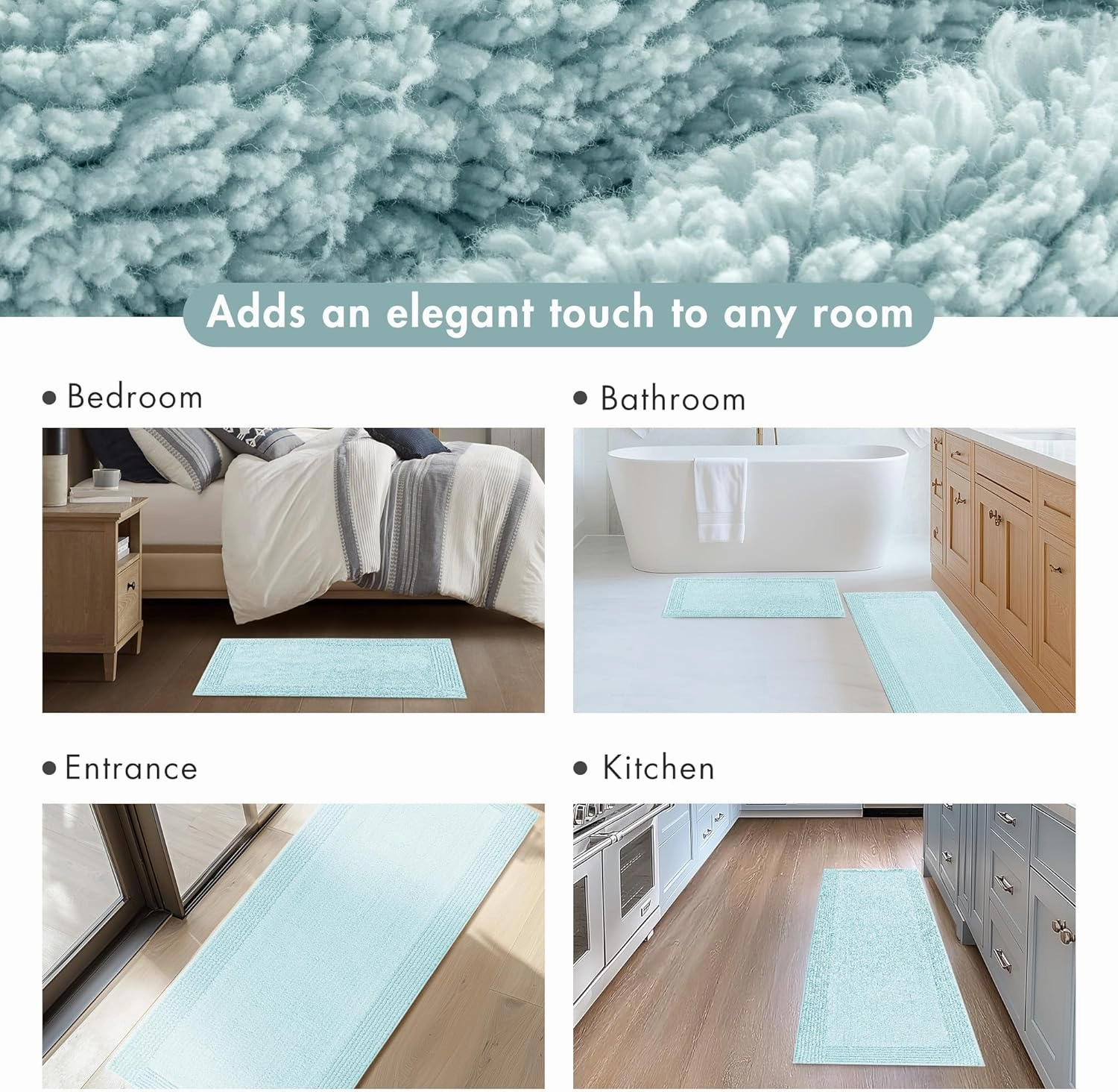 Madison Park Splendor Reversible 100% Cotton Tufted Bathroom Rug-3000 GSM Hotel Quality Luxurious Plush Medium Pile Bath Mat Absorbent, Quick Dry, Shower Room Décor, 21x34, Blue