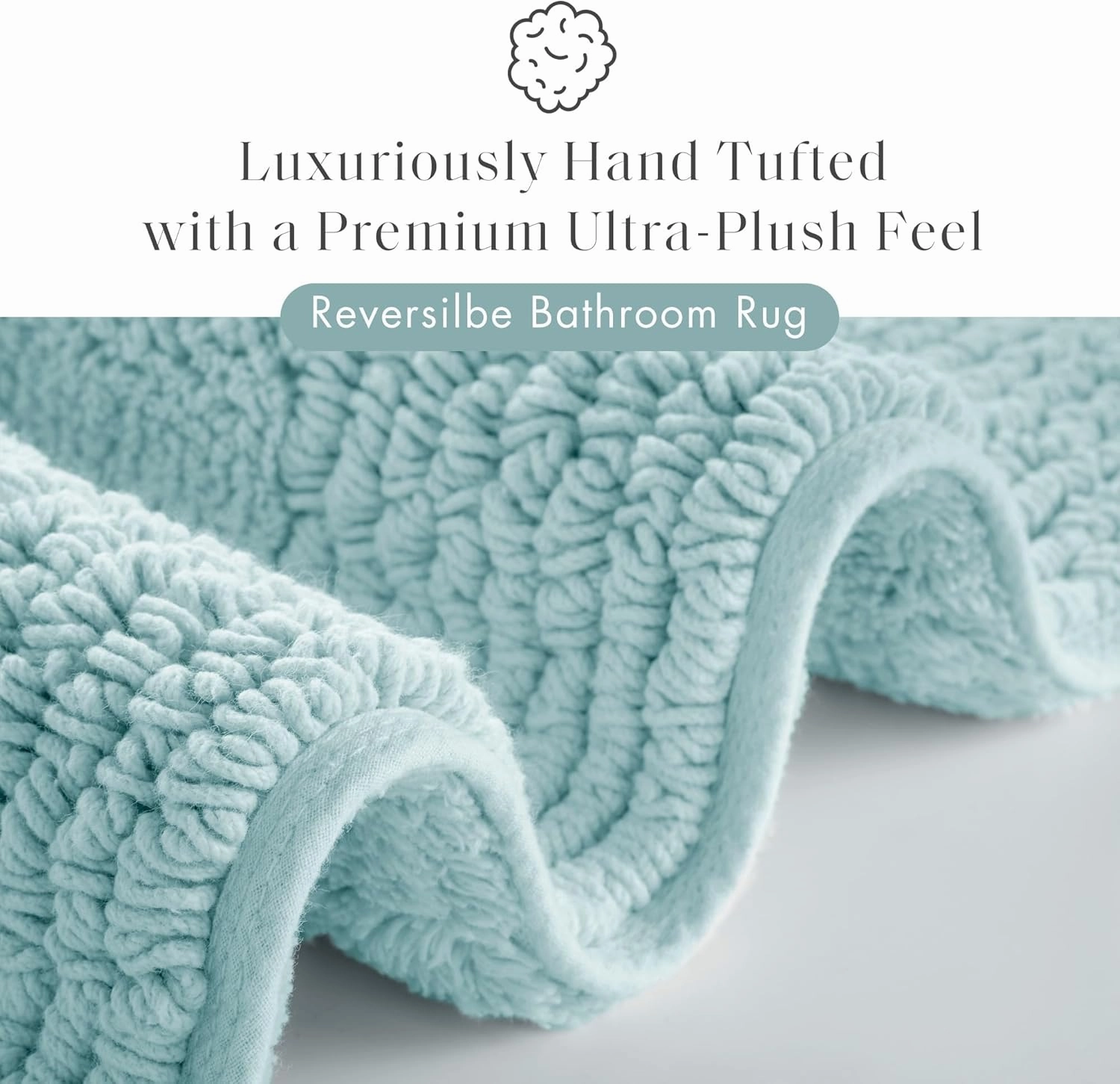 Madison Park Splendor Reversible 100% Cotton Tufted Bathroom Rug-3000 GSM Hotel Quality Luxurious Plush Medium Pile Bath Mat Absorbent, Quick Dry, Shower Room Décor, 21x34, Blue