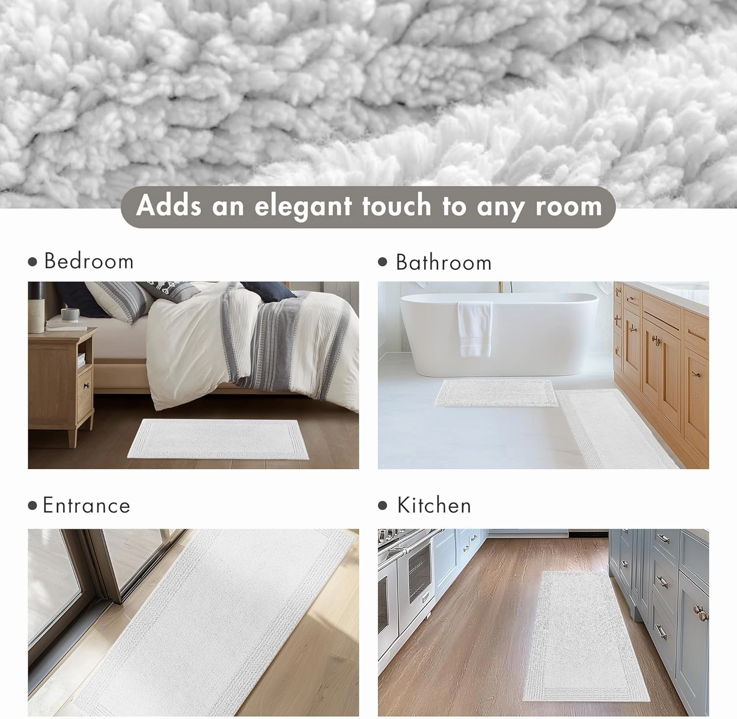 Madison Park Splendor Reversible 100% Cotton Tufted Bathroom Rug-3000 GSM Hotel Quality Luxurious Plush Medium Pile Bath Mat Absorbent, Quick Dry, Shower Room Décor, 21x34, Grey