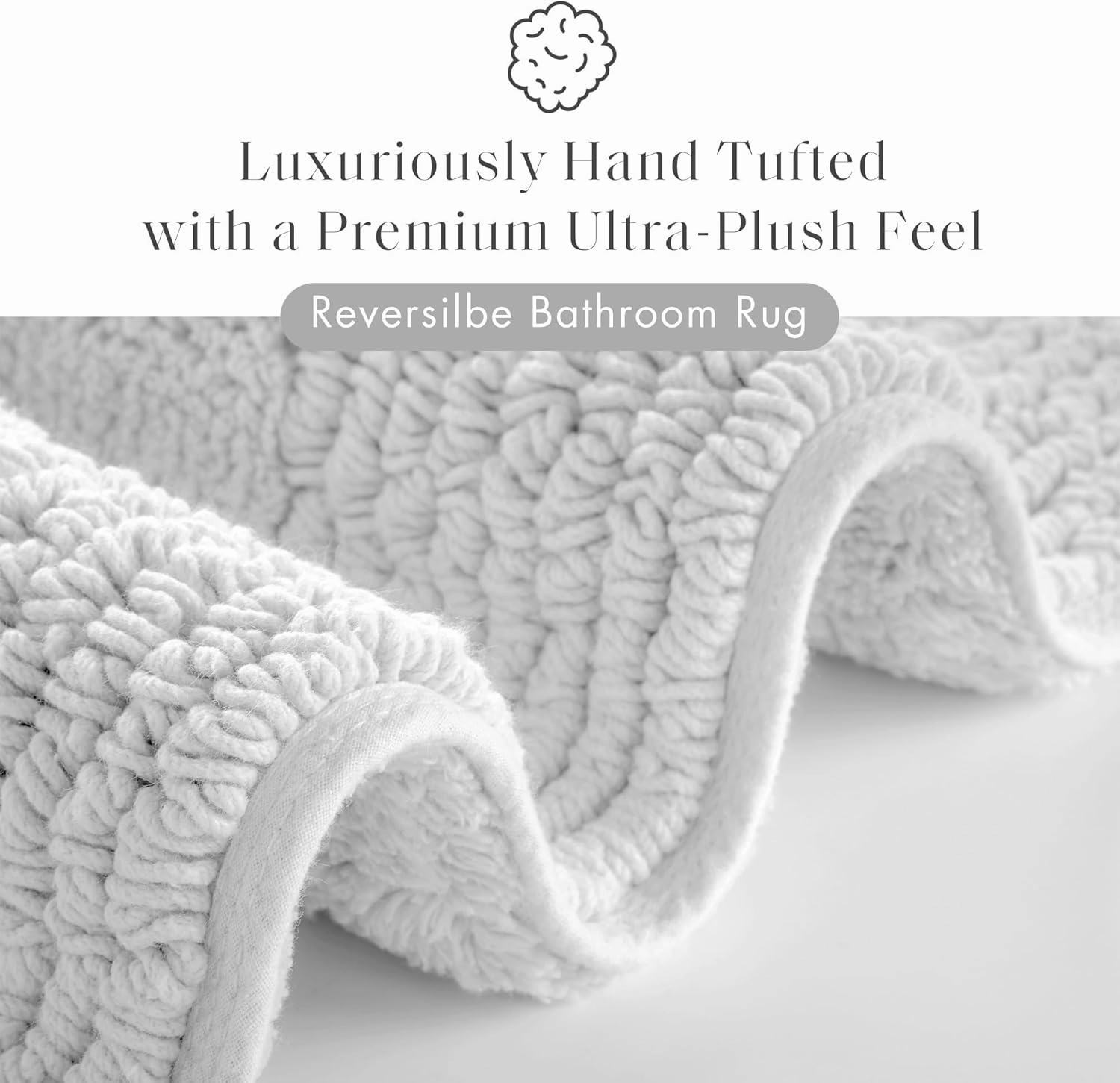 Madison Park Splendor Reversible 100% Cotton Tufted Bathroom Rug-3000 GSM Hotel Quality Luxurious Plush Medium Pile Bath Mat Absorbent, Quick Dry, Shower Room Décor, 21x34, Grey