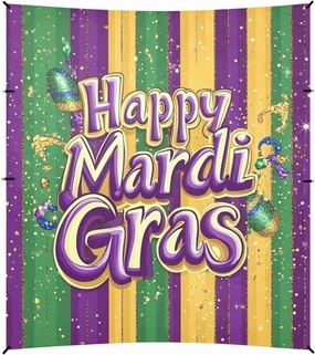 Mardi Gras Carnival Tie Beads Tie Foldable Beach Canopy UPF50  Protection Waterproof Sun Shade with Sandbags & Sand Shovel for Camping Trips, Fishing, Backyard Fun or Picnics