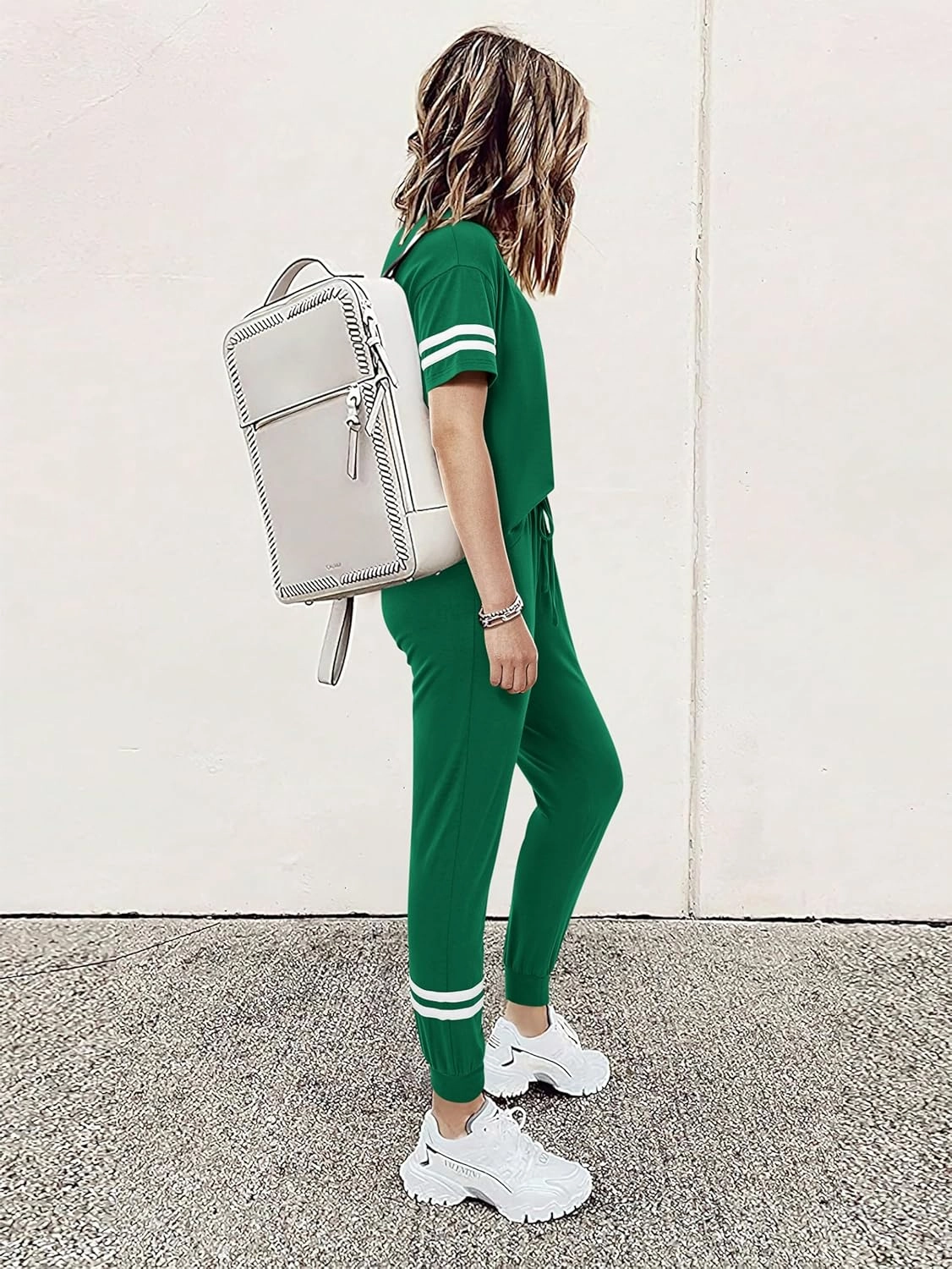 MASCOMODA 2 Piece Outfits for Women 2025 Summer Casual Quarter Zip Short Sleeve Tops Long Pants Tracksuit Jogger Lounge Sets