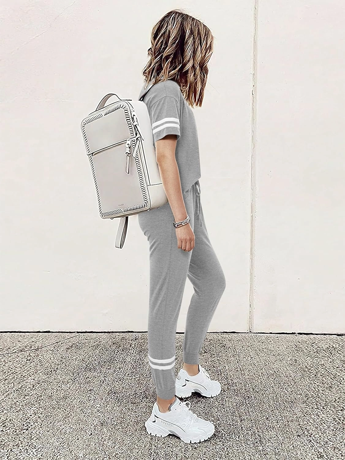 MASCOMODA 2 Piece Outfits for Women 2025 Summer Casual Quarter Zip Short Sleeve Tops Long Pants Tracksuit Jogger Lounge Sets