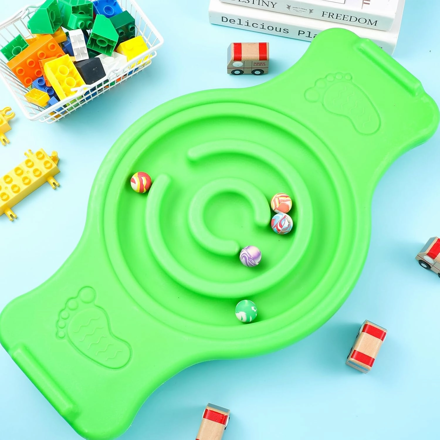 Maze Balance Board for Kids Plastic Wobble Rocker Balance Board with Mini Balls Load 220lb Balance Game with Handles for Toddler Balancing Exercise Equipment Game, 24.5 x 11.8 Inch