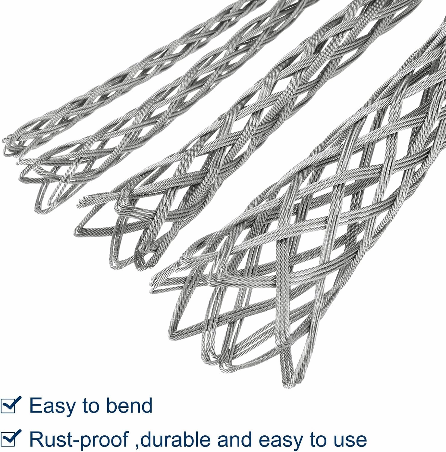 MECCANIXITY 25-37mm OD Cable Pulling Socks Grip 0.73 M Double Head Side Pull Wires Mesh Puller Socks Grip Stainless Steel Wire Pulling Tools