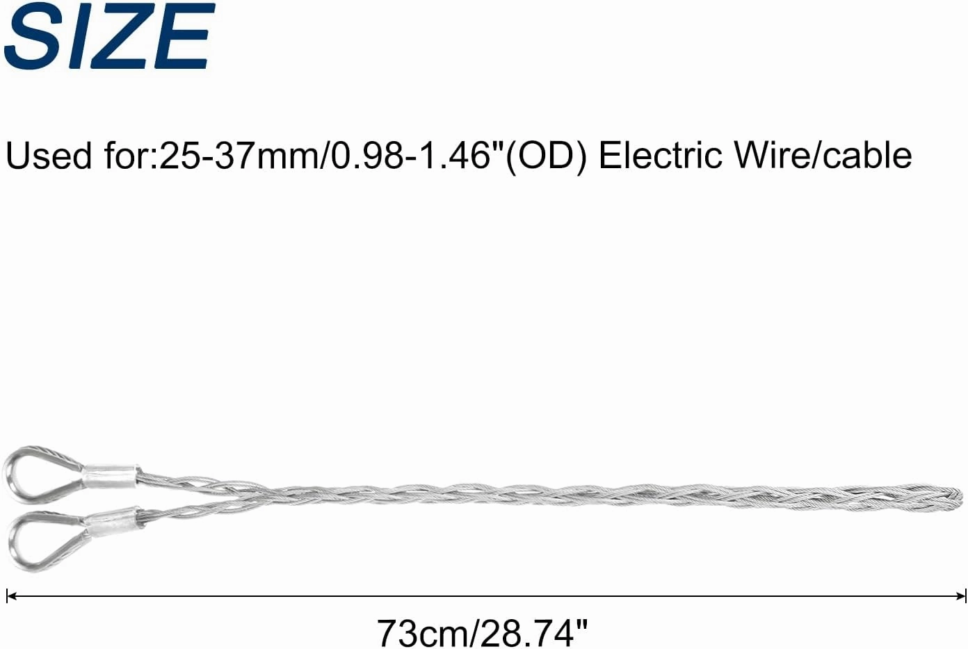 MECCANIXITY 25-37mm OD Cable Pulling Socks Grip 0.73 M Double Head Side Pull Wires Mesh Puller Socks Grip Stainless Steel Wire Pulling Tools