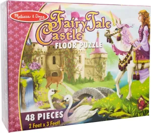 Melissa & Doug Fairy Tale Castle: 48-Piece Floor Puzzle   Free Scratch Art Mini-Pad Bundle [44271]