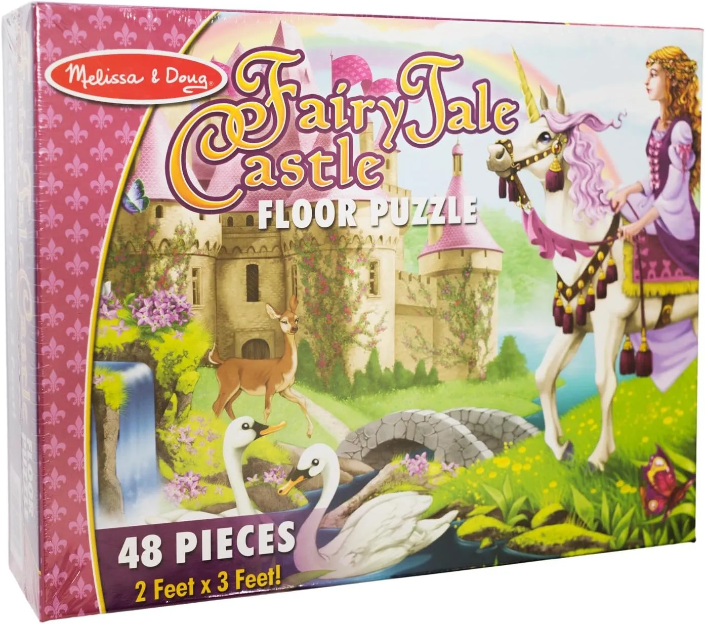 Melissa & Doug Fairy Tale Castle: 48-Piece Floor Puzzle   Free Scratch Art Mini-Pad Bundle [44271]