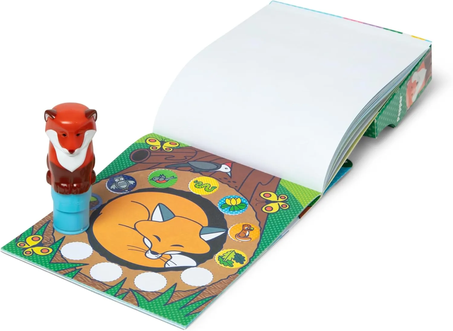 Melissa & Doug Sticker Wow!™ 24-Page Activity Pad and Sticker Stamper, 300 Stickers, Arts and Crafts Fidget Toy Collectible Character – Fox